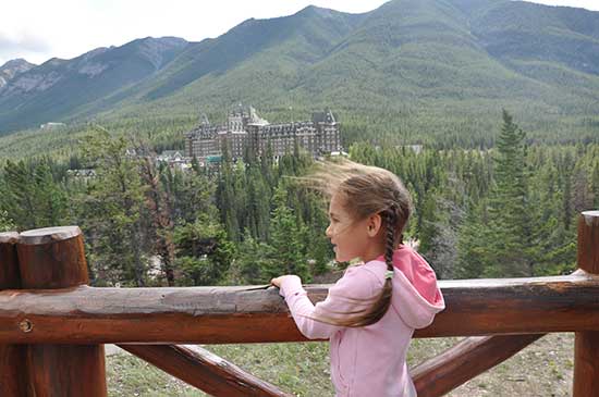 Looking at Fairmont Banff Springs Hotel from Suprised Corner